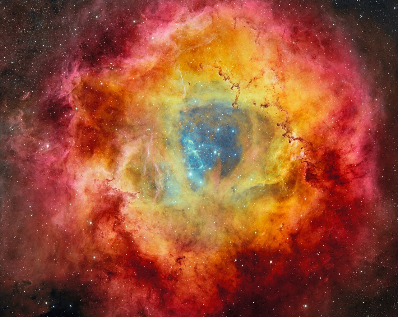 Астронавты засняли яркую туманность Розетка, усеянную звёздами